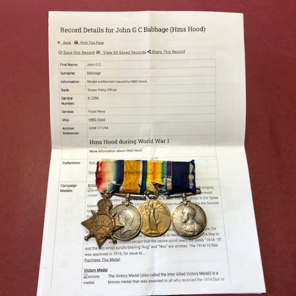 HMS Hood Medal Group Babbage